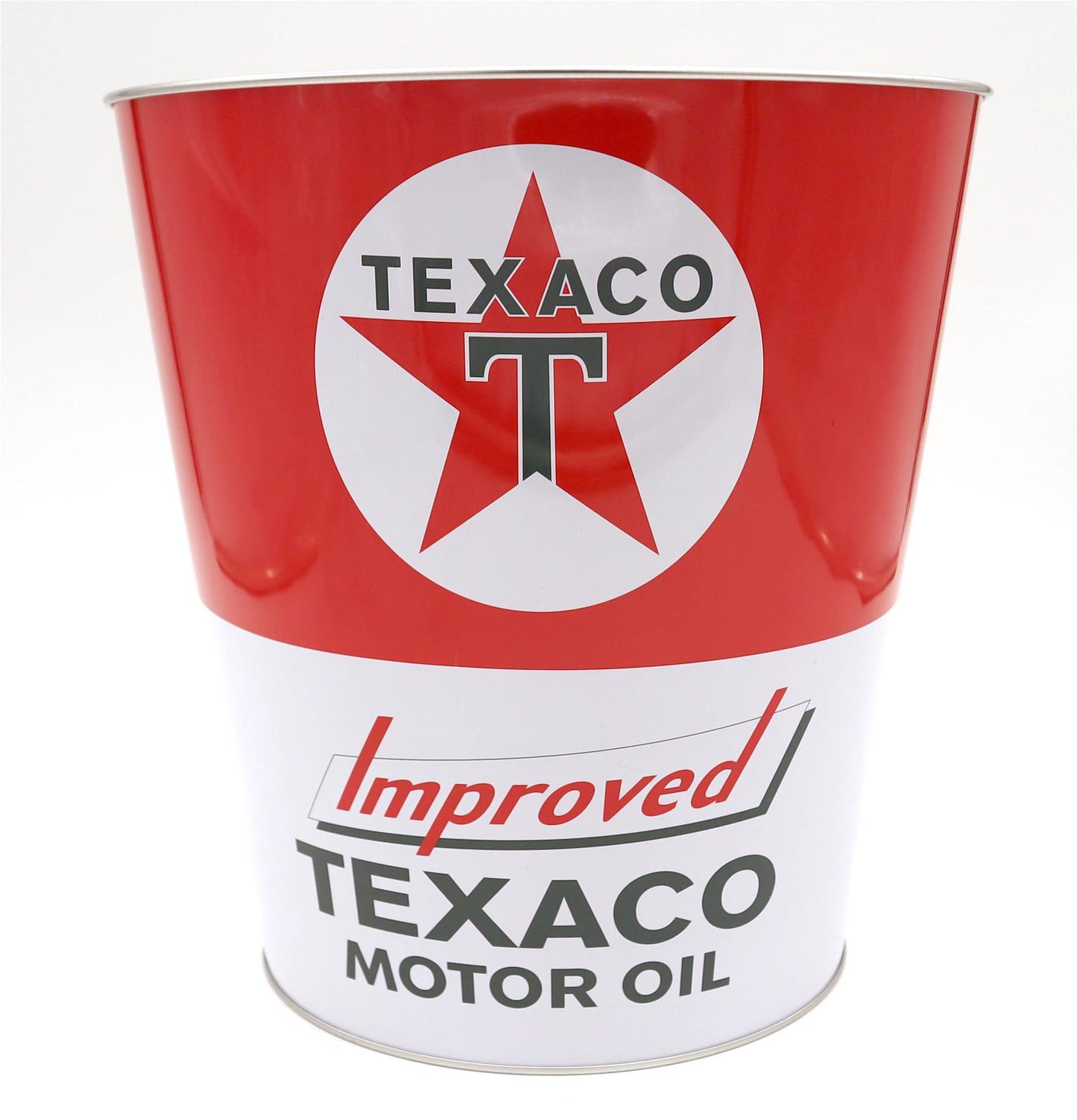 Texaco Oil Round Tapered Metal Trash Bin