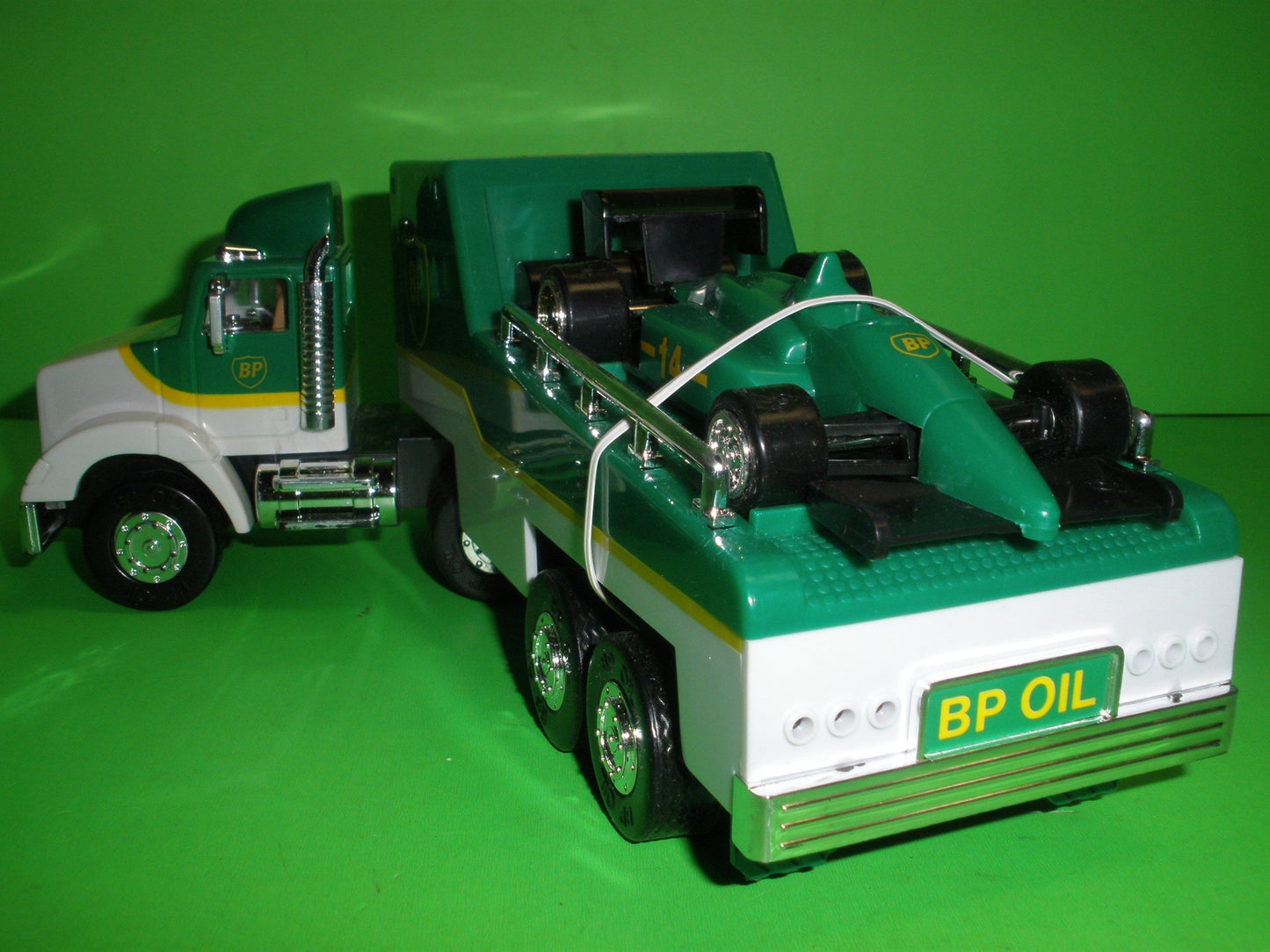 BP Toy Race Car Carrier Truck