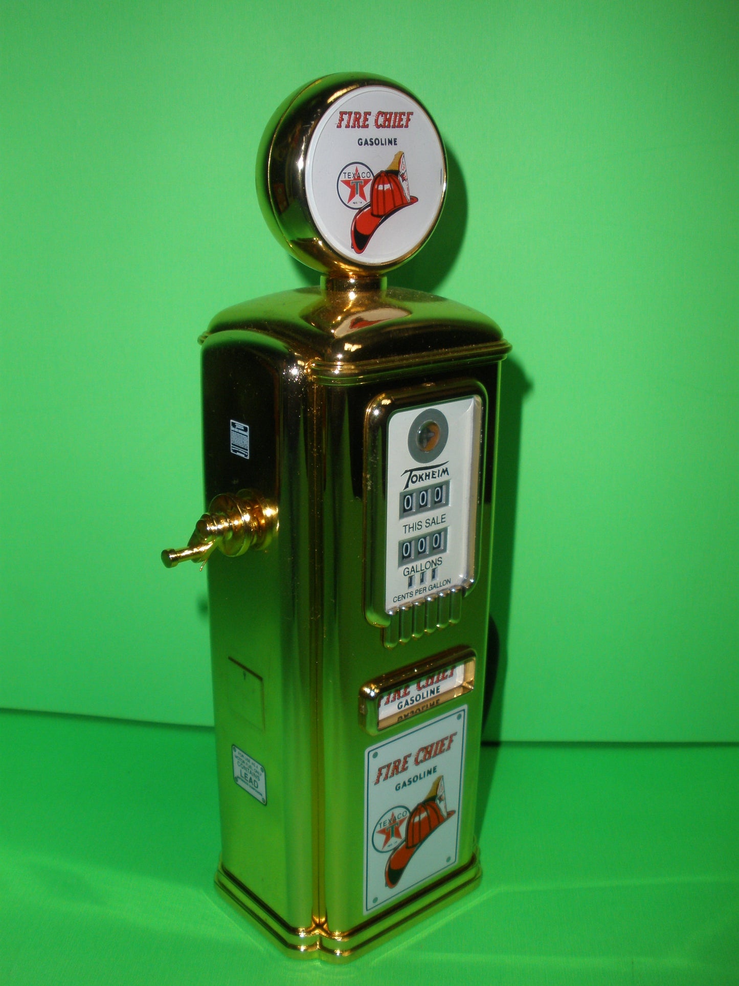 Texaco Fire Chief 1950's Tokheim Gas Pump Gold Plated
