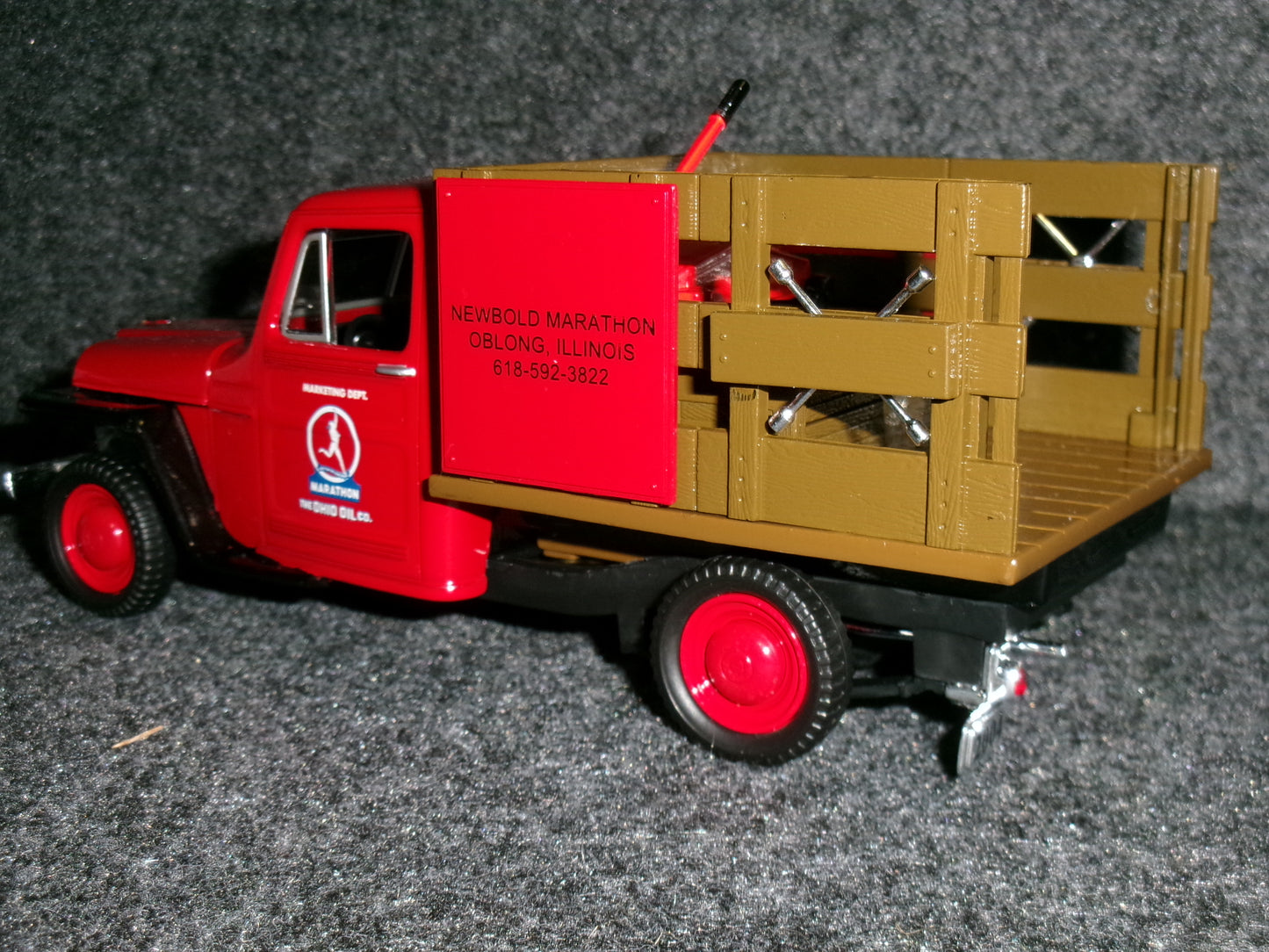 Marathon Oil / 1953 Willys Jeep / Stake-Bed 4 x 4 / The Box Has Storage Wear