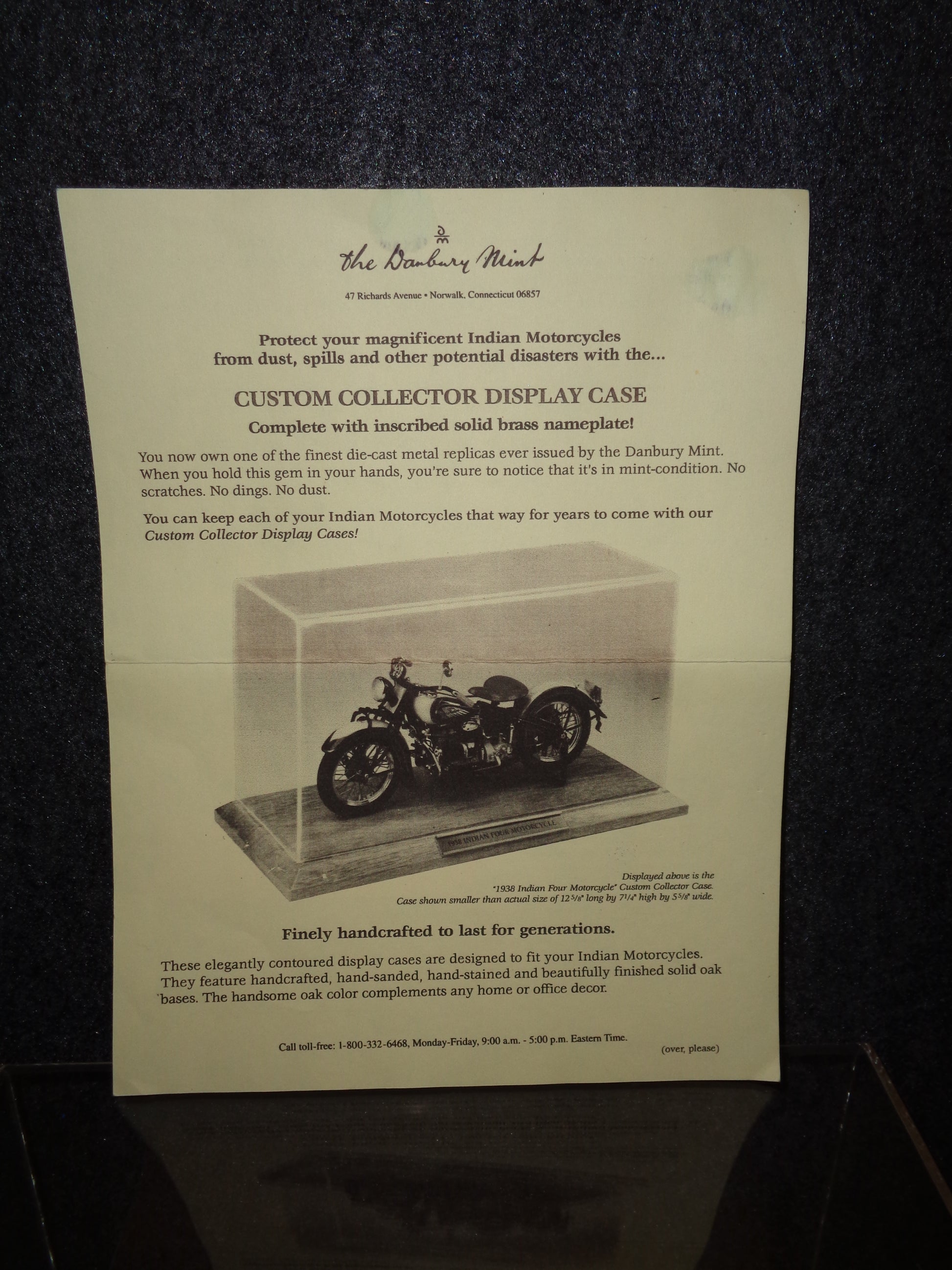 Danbury Mint 1938 Indian Four Motorcycle Display Case