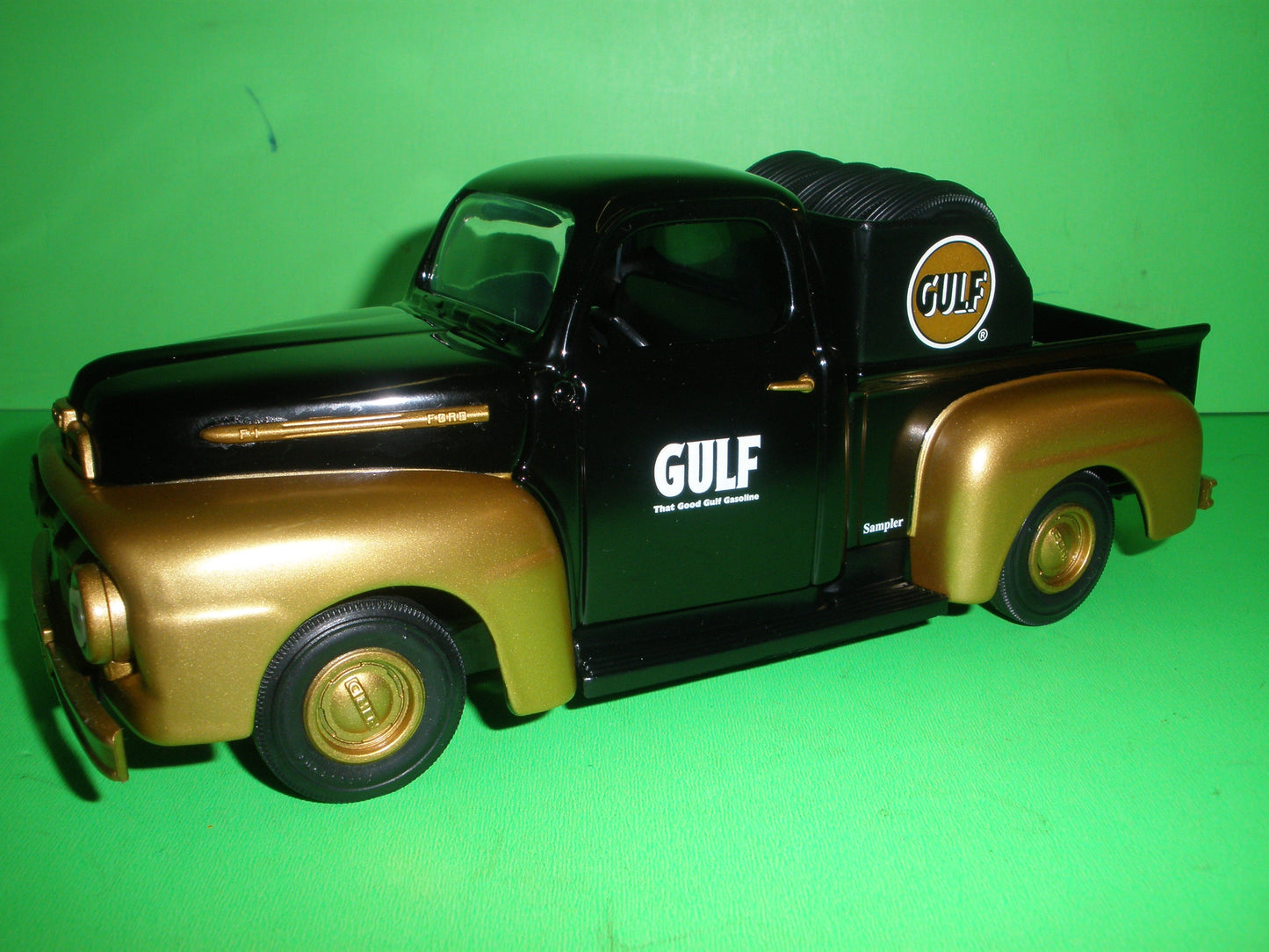 Gulf 1951 Ford F-1 Pickup Truck & Tire Rack Load Gold Sampler