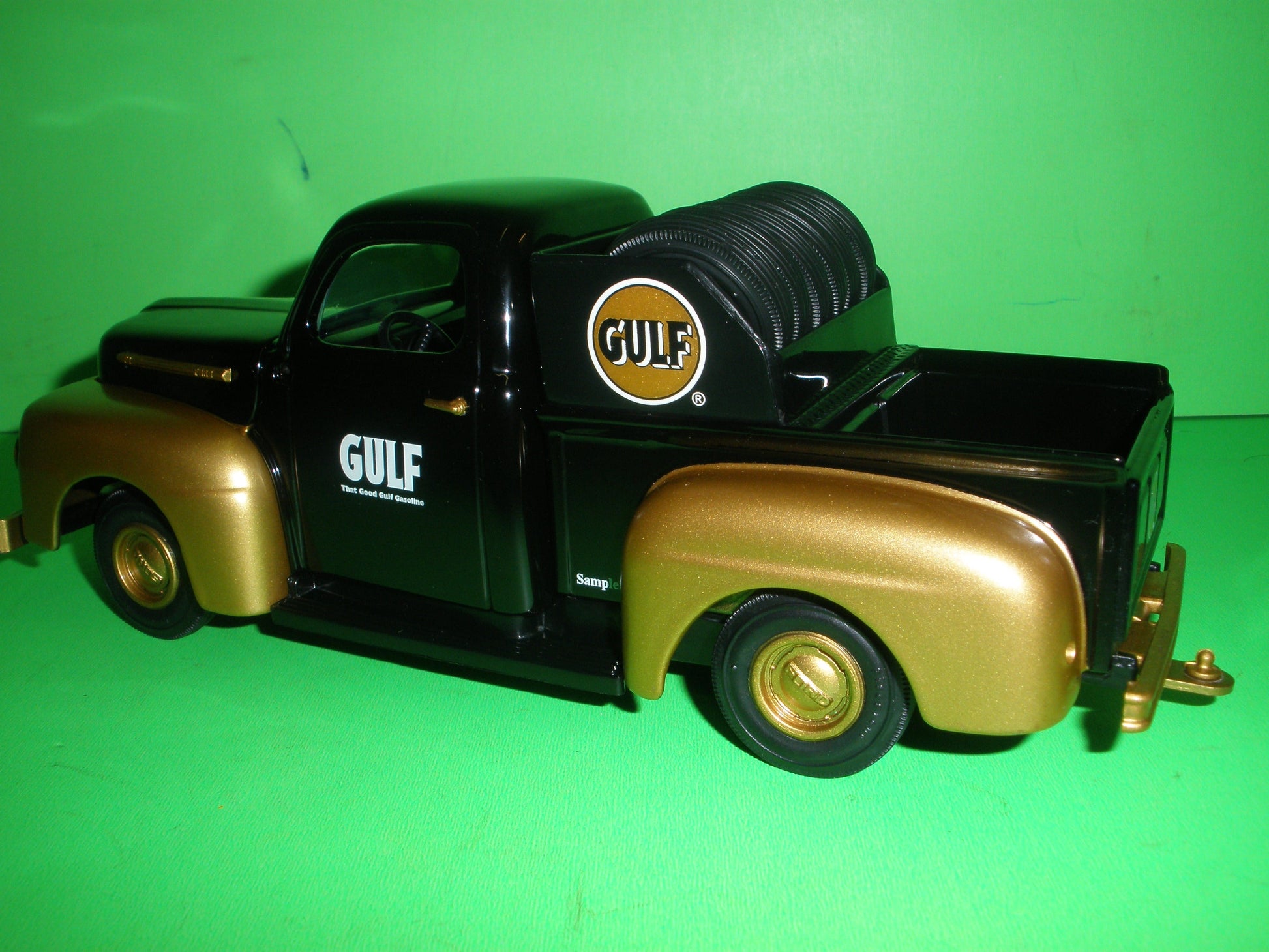Gulf 1951 Ford F-1 Pickup Truck & Tire Rack Load Gold Sampler