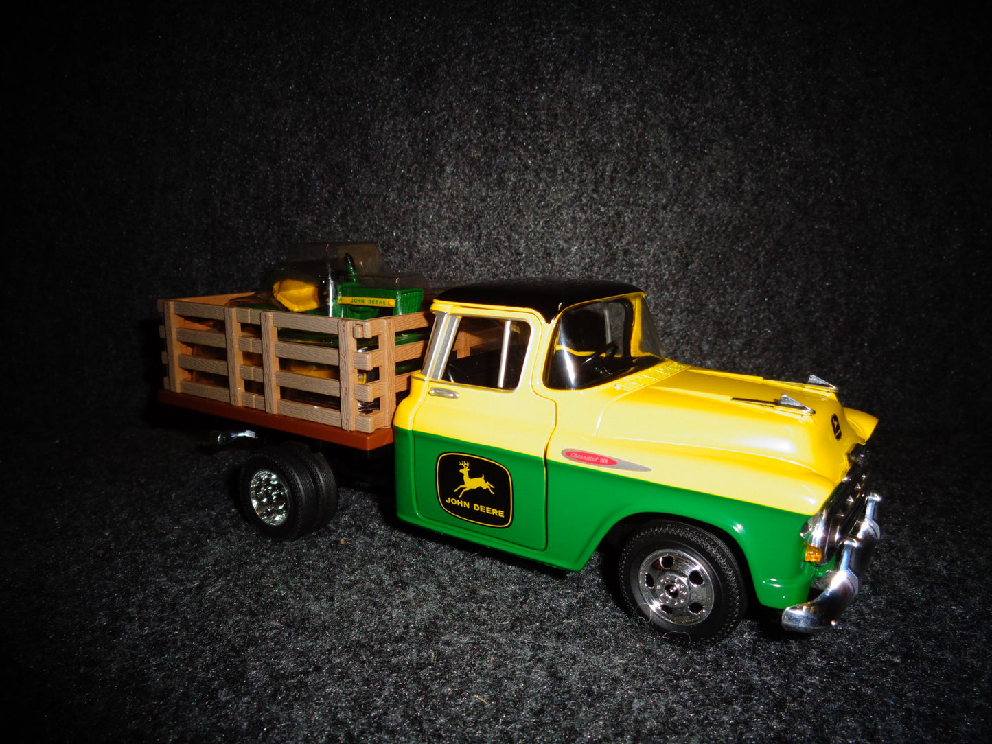 John Deere 1957 Chevrolet Stake Truck with Riding Lawnmower