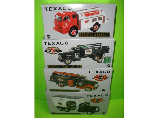 Texaco Anniversary Series Set of 4 - 1949 International Stake, 1949 International Tanker, 1960s Mack Freight & 1953 White Tanker