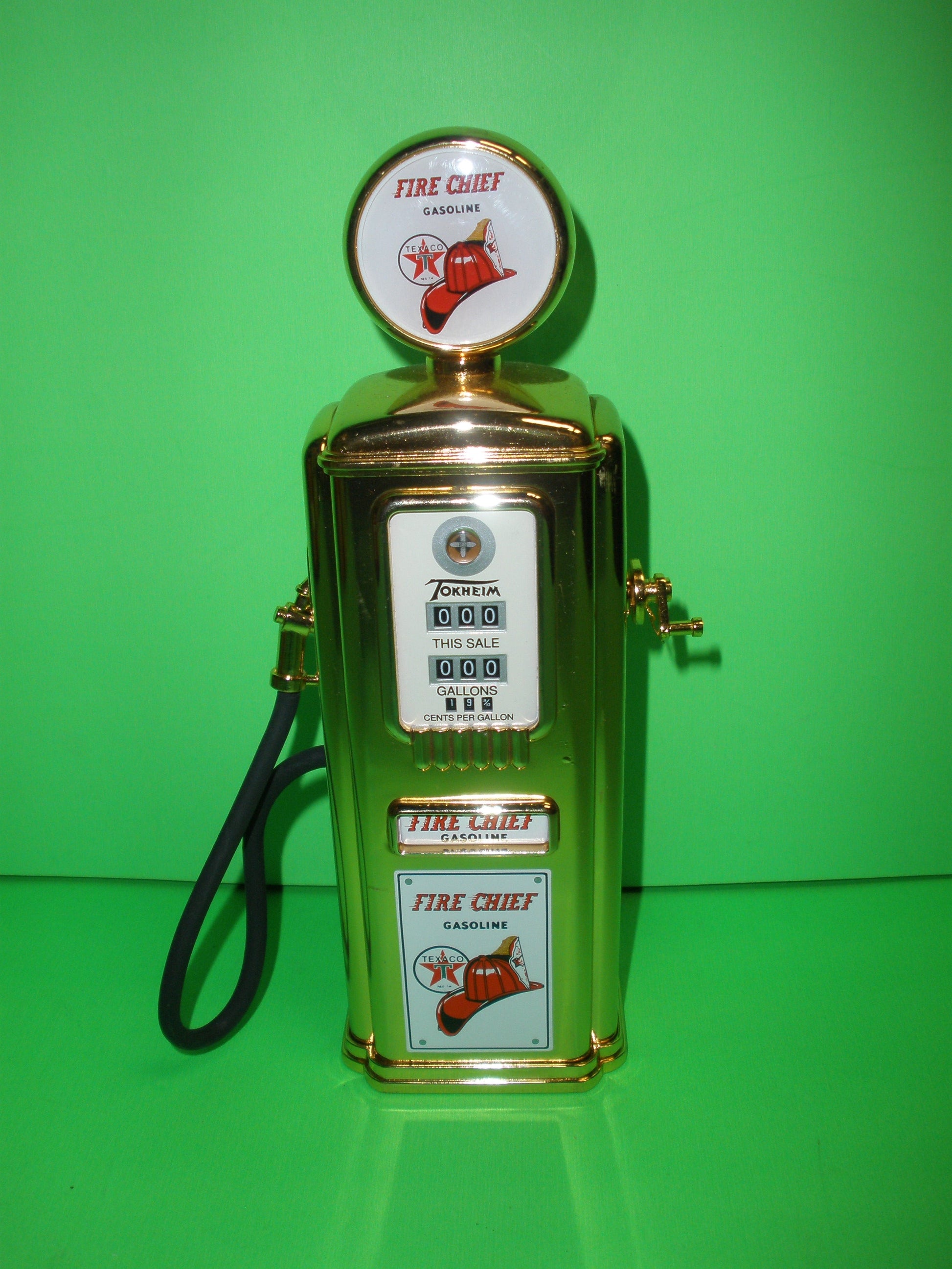 Texaco Fire Chief 1950's Tokheim Gas Pump Gold Plated