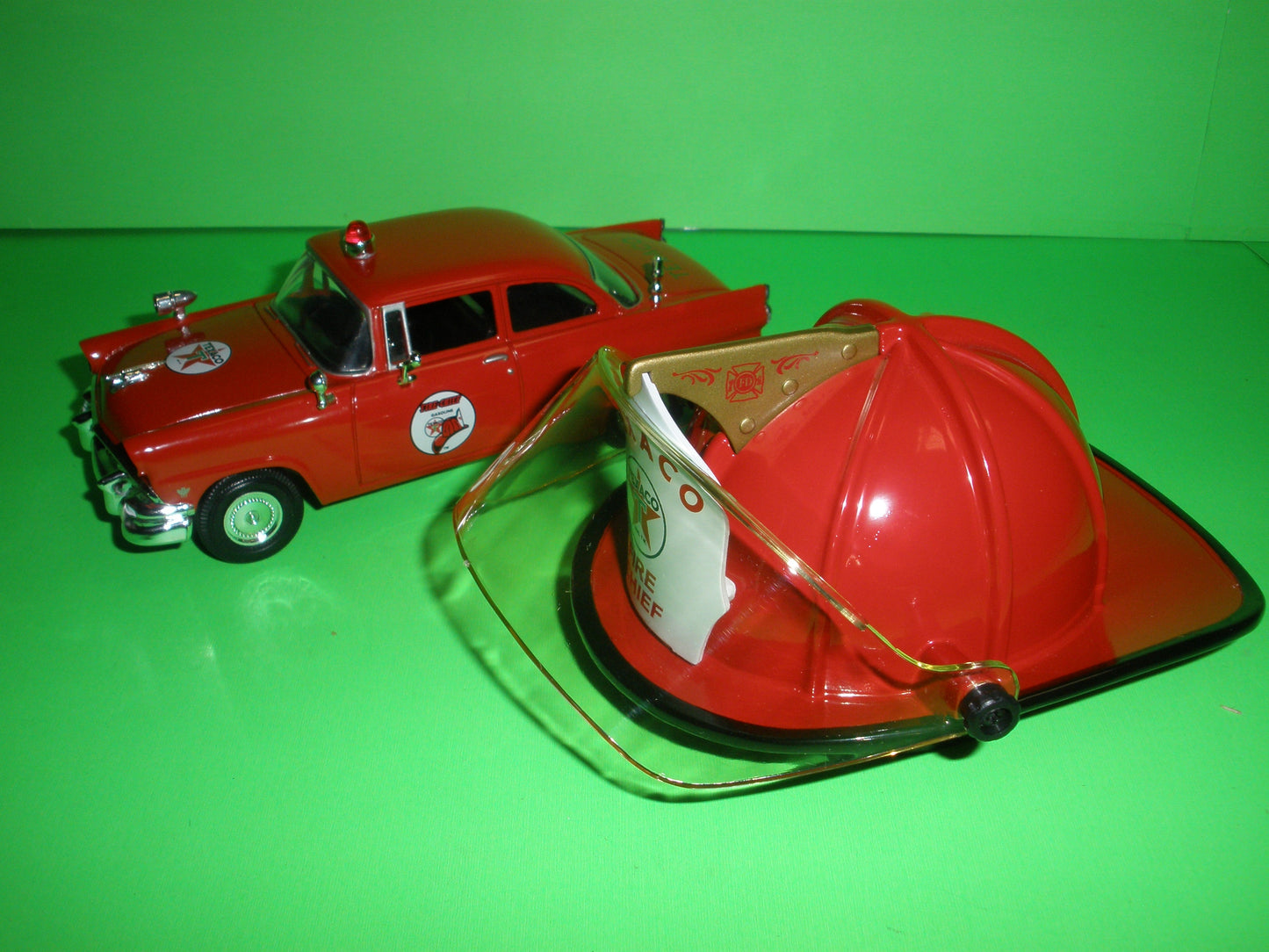 Texaco Fire Chief Helmet & 1956 Ford 2-Door