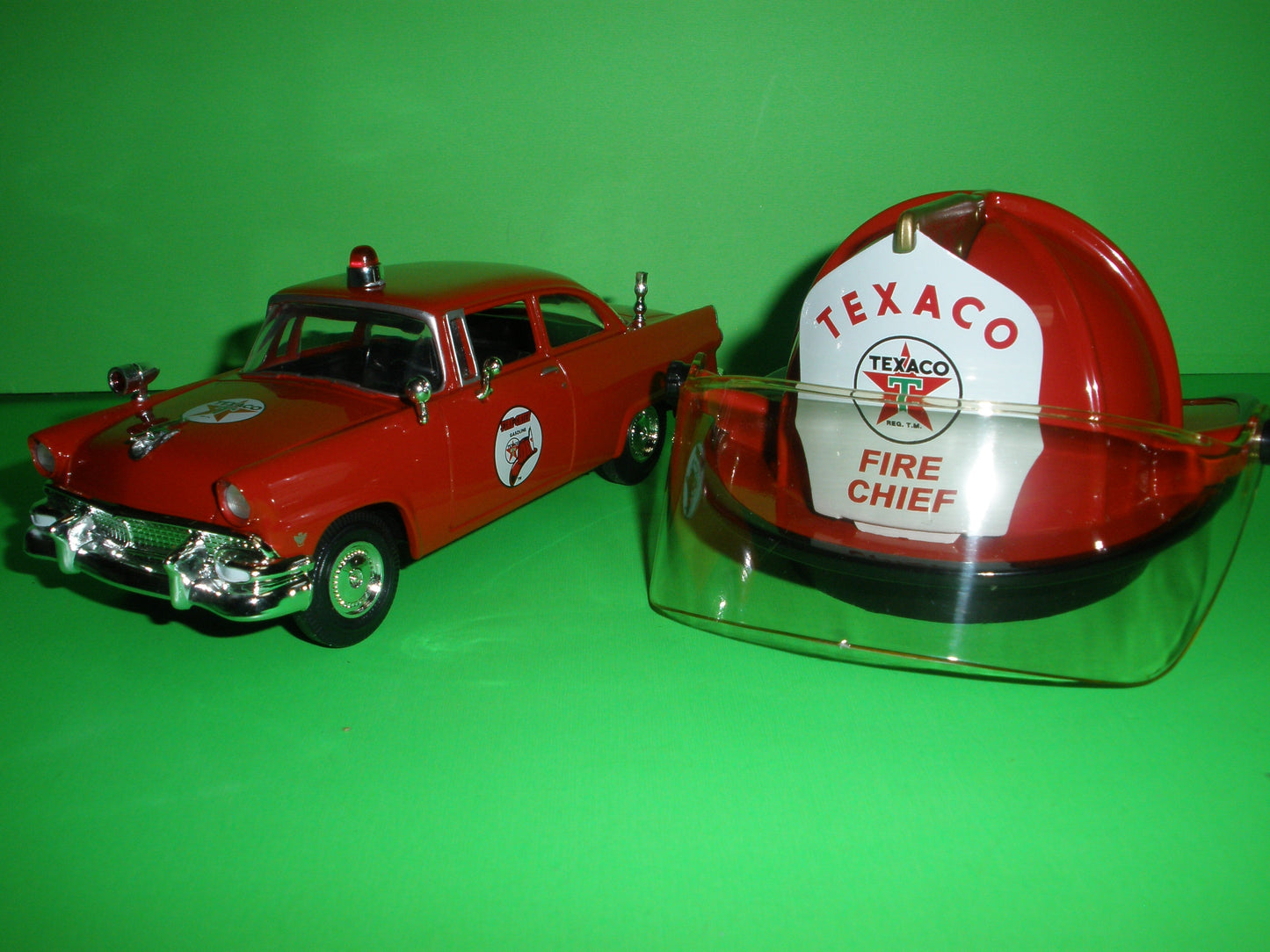 Texaco Fire Chief Helmet & 1956 Ford 2-Door